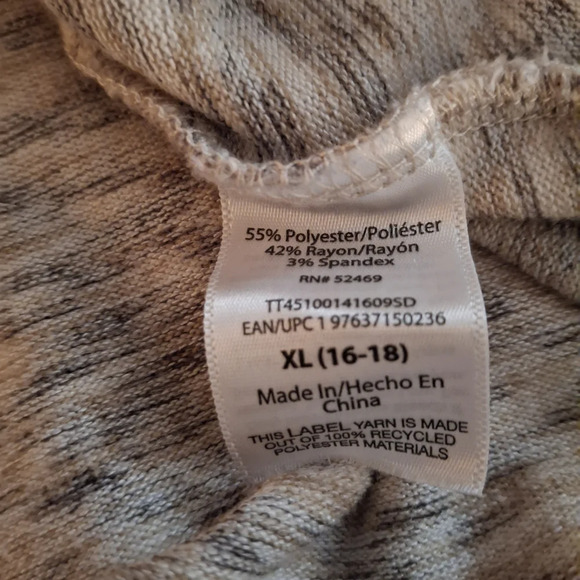 Time And Tru Women's Heathered Gray And Tan Women's Sweater Top - Picture 5 of 8